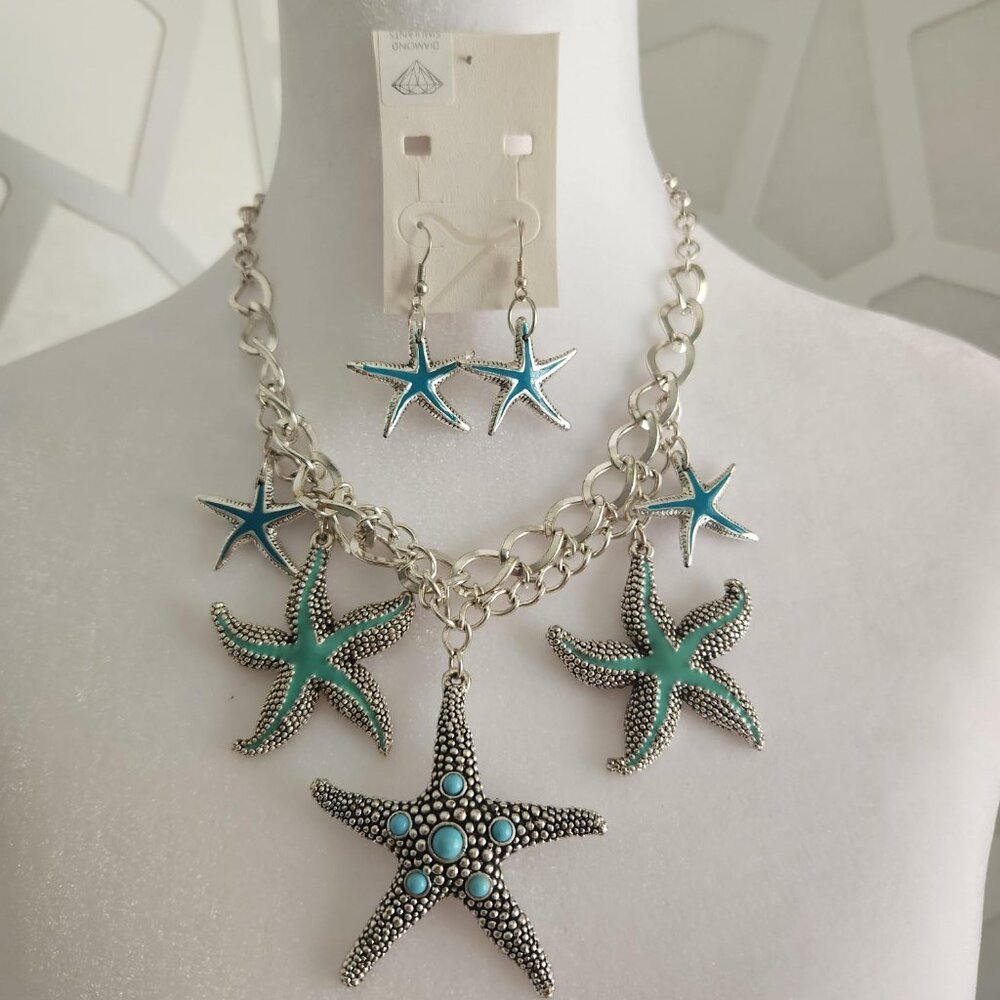 Beautiful Starfish Necklace and Earrings set Handcrafted - Picture 3 of 3